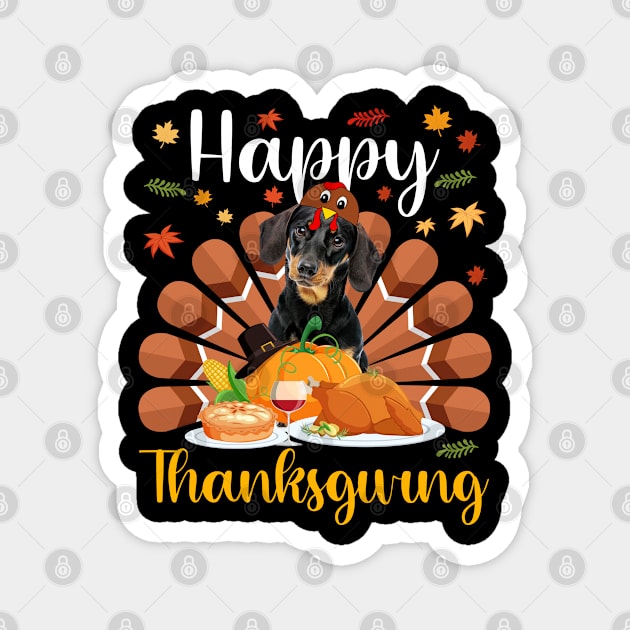 Happy Thanksgiving Dachshund Turkey Costume Magnet by snnt