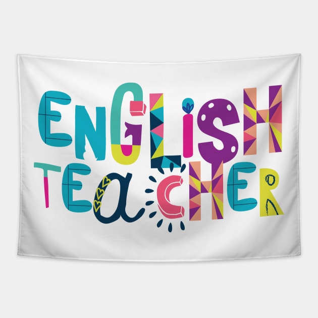 Cute English Teacher Gift Idea Back to School Tapestry by BetterManufaktur