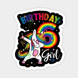 Kids Dabbing Unicorn 6 Year Old 6Th Birthday Party Girl Magnet