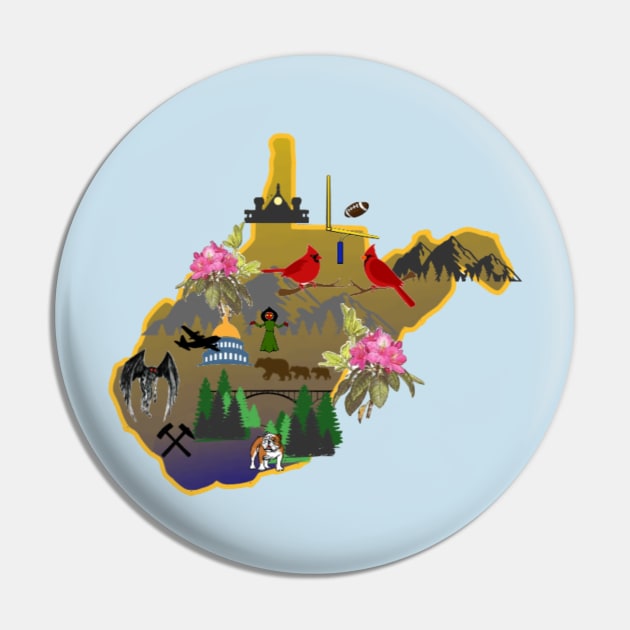 WV Landmarks Pin by River Cat Crafts