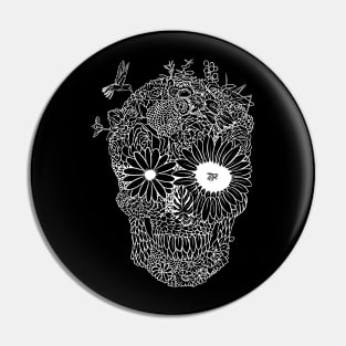 White lines flower skull Pin