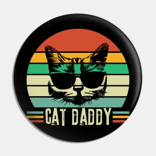 Retro Cat Daddy Gift For Cat Owner Dad Pin