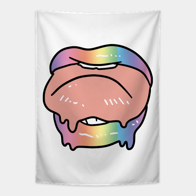 Rainbow Ombre Lips Tapestry by saradaboru