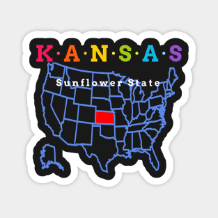 Kansas, USA. Sunflower State - With Map Magnet