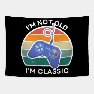 I'm not old, I'm Classic | Game Controller | Retro Hardware | Vintage Sunset | '80s '90s Video Gaming Tapestry