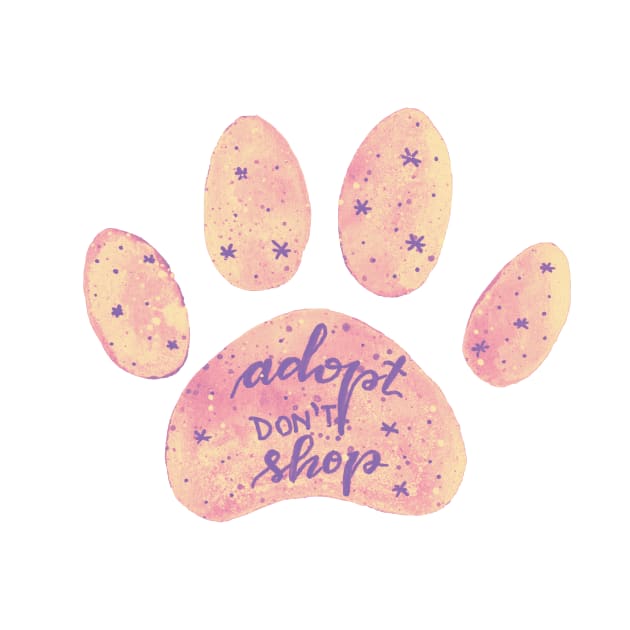 Adopt don't shop watercolor galaxy paw - pastel pink by wackapacka