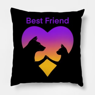 Dog and cat best friend love Pillow