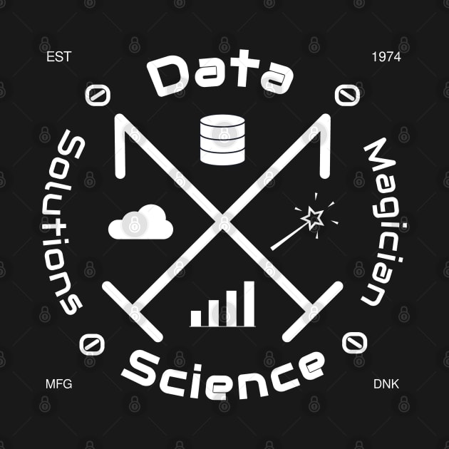 Data Science Solutions Magician | Vintage Retro Hipster Logo White by aRtVerse