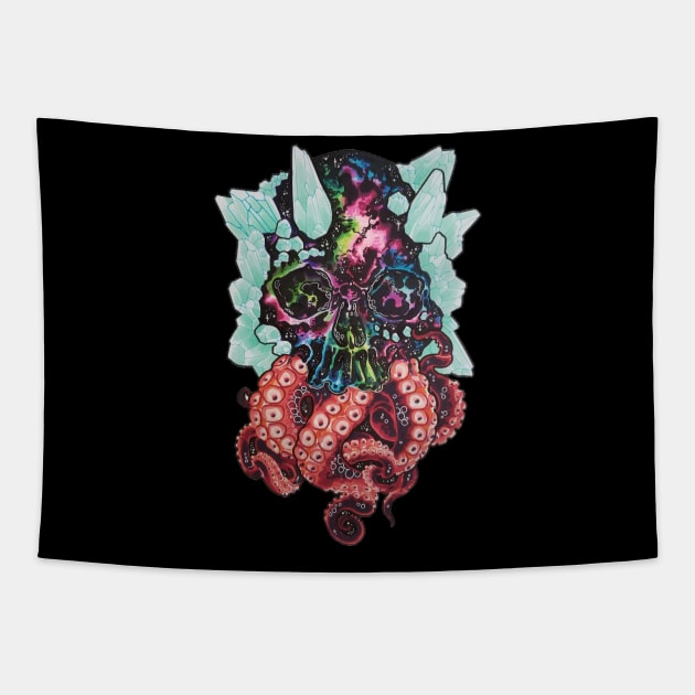 Galaxy Crystal Skull Tapestry by NinjaSquirell