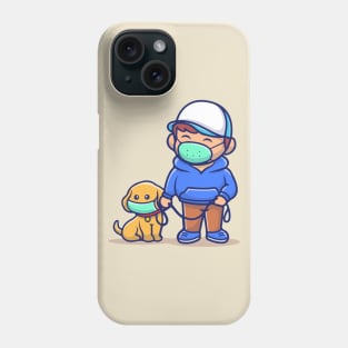 people with dog wear mask illustration corona mascot cartoon character people concept isolated Phone Case