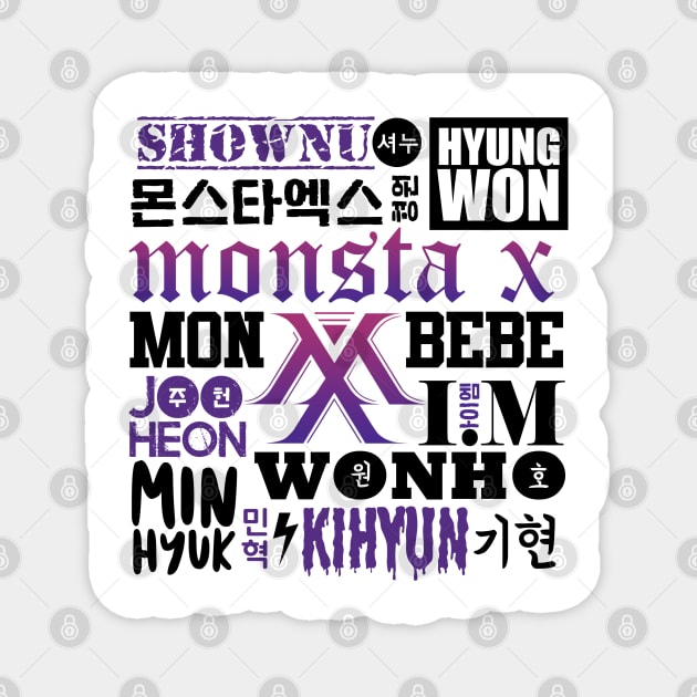 MONSTA X FONT COLLAGE Magnet by skeletonvenus