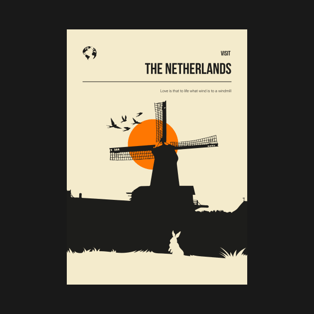 The Netherlands Holland Vintage Minimal Retro Travel Poster by jornvanhezik