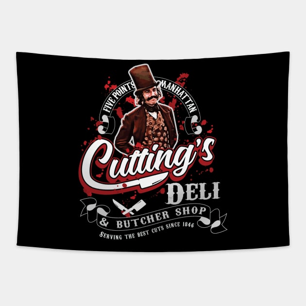 Cutting's Deli & Butcher Shop Tapestry by Alema Art