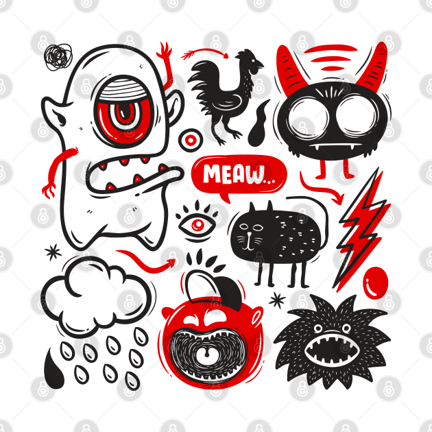 Monsters Doodle by Mako Design 