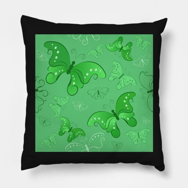 Seamless pattern from butterflies ( Green ) Pillow by Blackmoon9