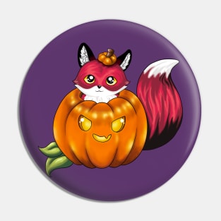 Red Fox in a Pumpkin Jack o’ Lantern Pin