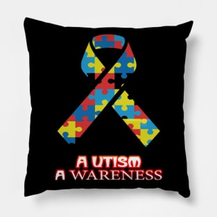 Autism Awareness T-ShirtAutism Awareness Colorful Ribbon Awareness Month Commemorative Graphic Pillow