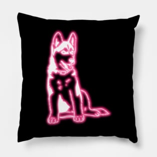Neon Husky Puppy Pillow