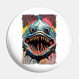 Piranha Amazon River Monster fish Abstract Fantasy Art Illustration Pin