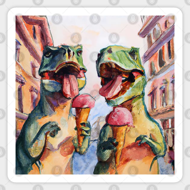 T-Rex couple in Rome - Dinosaur - Sticker | TeePublic