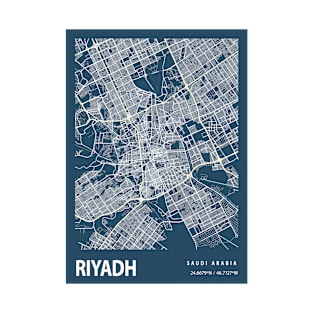 Riyadh Blueprint Street Map, Riyadh Colour Map Prints T-Shirt