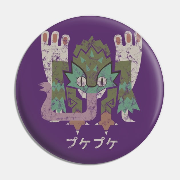 Pukei-Pukei Distressed Icon Kanji Pin by StebopDesigns