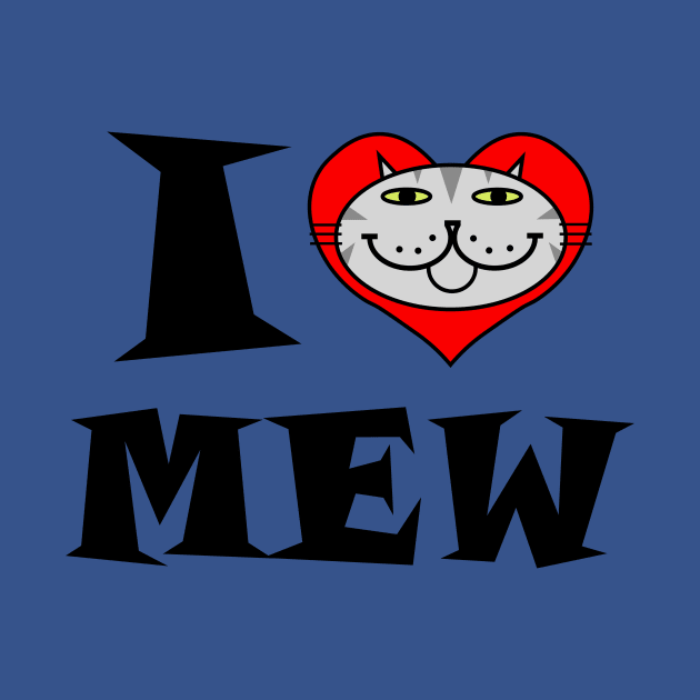 I Heart Cat - Grey Striped Kitty by RawSunArt