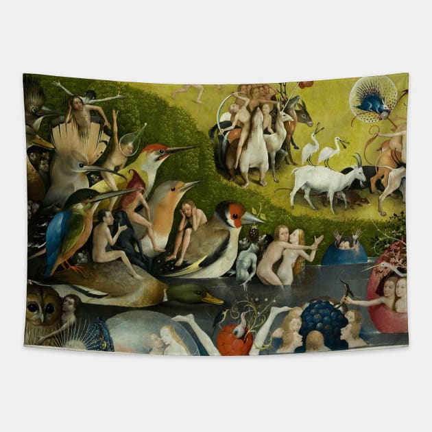 Garden of Earthly Delights ,Paradise, Birds and Animals Detail by Hieronymus Bosch Tapestry by BulganLumini