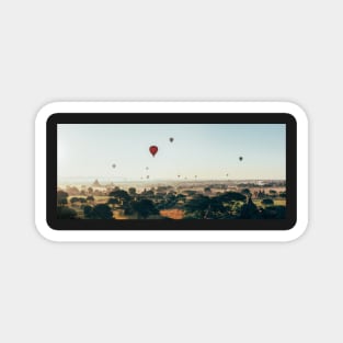 Hot-Air Balloons Flying Over Bagan Pagodas in Myanmar (Burma) Magnet