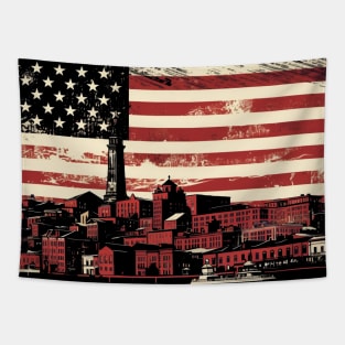 Portland Maine Skyline City of USA Tapestry