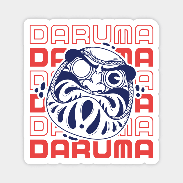 daruma doll illustration and typography Magnet by Spes.id