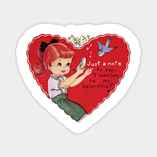 Vintage Little Redhead Girl Valentine Magnet