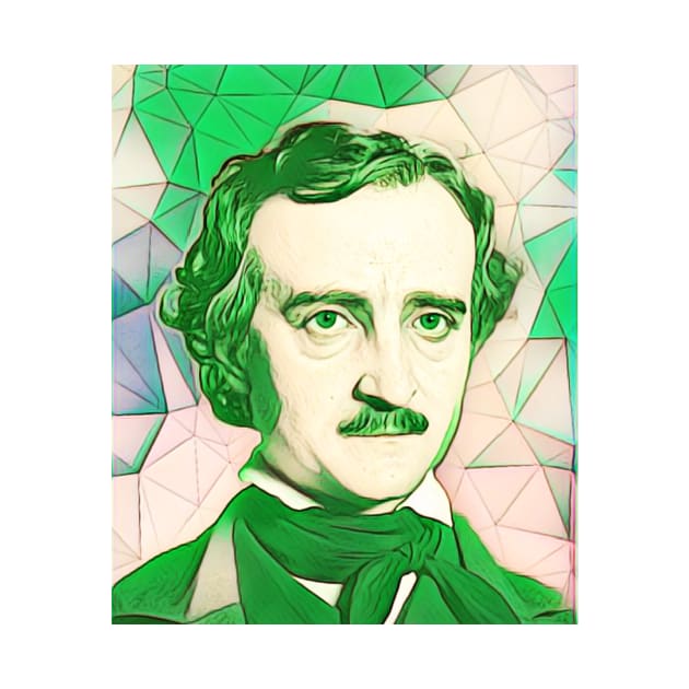 Edgar Allan Poe Green Portrait | Edgar Allan Poe Artwork 7 by JustLit