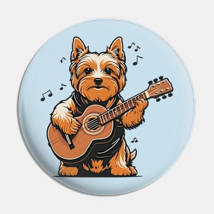 Yorkshire Terrier Playing Guitar Pin