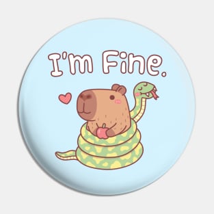 Funny I'm Fine, Snake Wrapped Around Capybara Pin