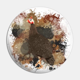 Guinea Fowl Abstract Paint Splatter Design in Warm Earth Tones Pin
