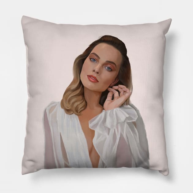 Margot Robbie - Classic Hollywood Pillow by brainbag