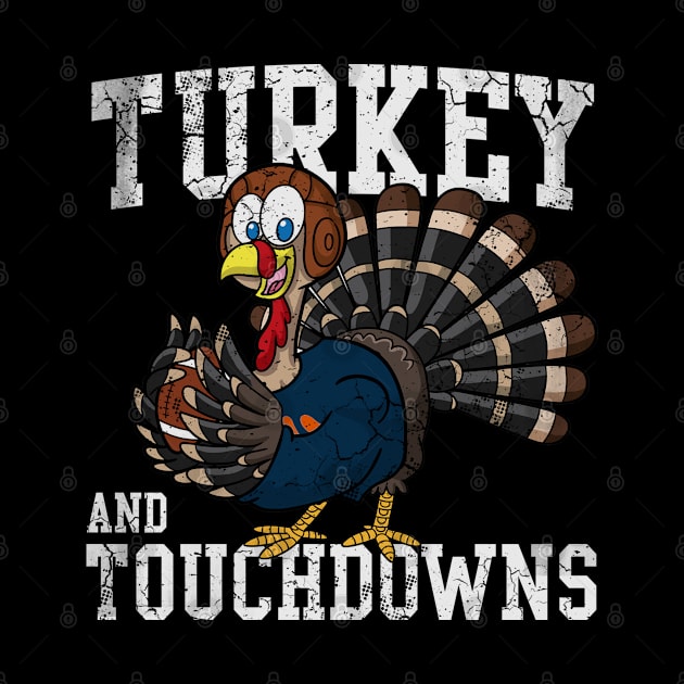 Thanksgiving Football Turkey And Touchdowns by E