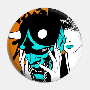 orange oni mask Pin