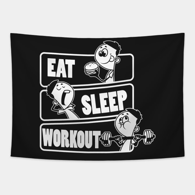 Eat Sleep Workout Repeat - Funny Work Out Gym Gift design Tapestry by theodoros20