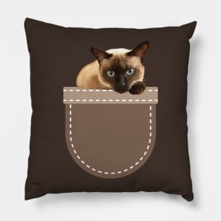 Cat in Pocket (Tonkinese Cat) Pillow