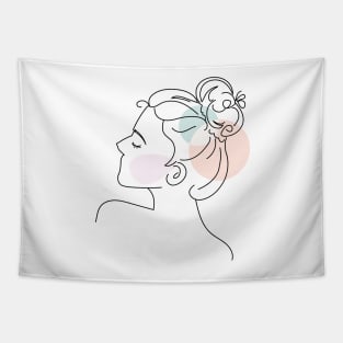 abstract lady, line art woman Tapestry