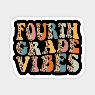 Funny Leopard Fourth Grade Vibes Retro Back To School Magnet