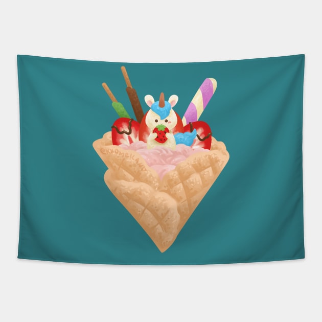 Unicorn Sweet Crepe Tapestry by Khotekmei