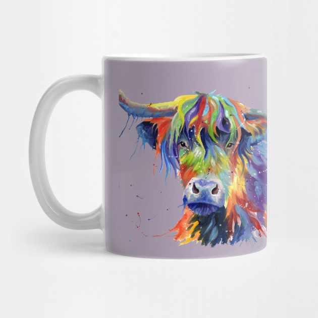 Multicolor Highland Cow Art Highland Cow Art Mug Teepublic