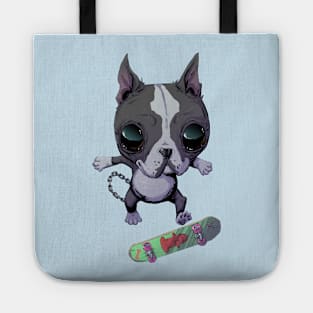 Boston Terrier Skateboarding Gift For Boston Terrier Owners and Lovers Tote