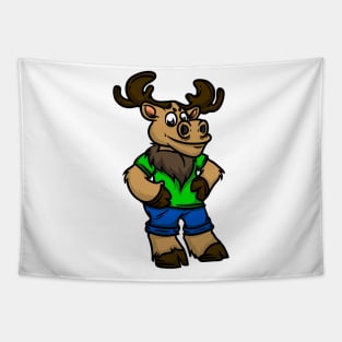 Cute Anthropomorphic Human-like Cartoon Character Elk in Clothes Tapestry