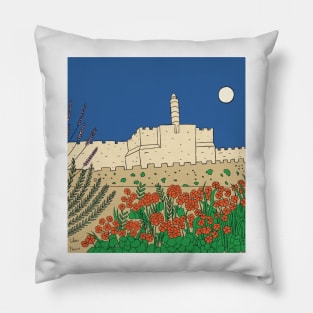 The Tower of david in full moon, Jerusalem Pillow