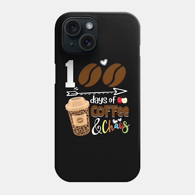 100 Days of Coffee 100th Day of School Teacher Student 2024 Phone Case by panji derel