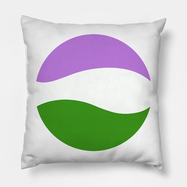 Genderqueer Waves Circle Pillow by JustGottaDraw